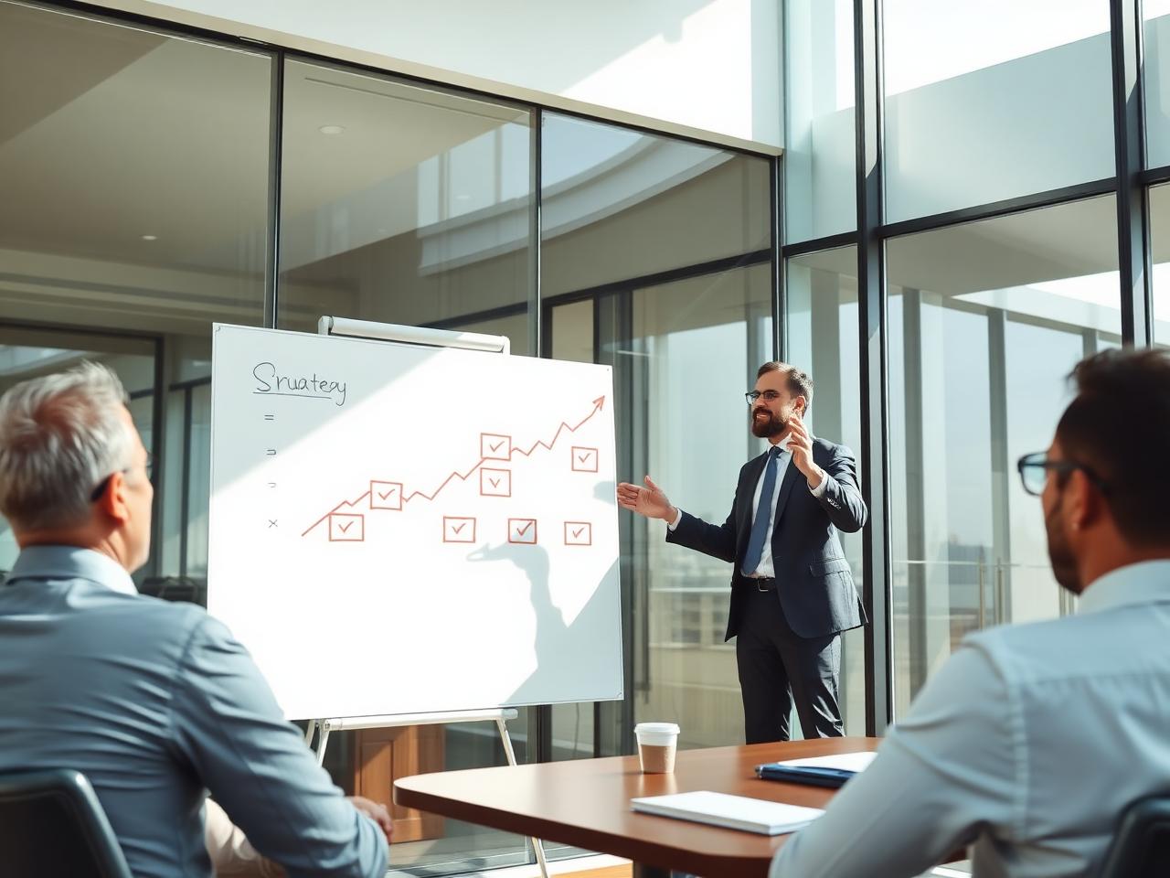 Berater erklärt eine IT-Roadmap am Whiteboard